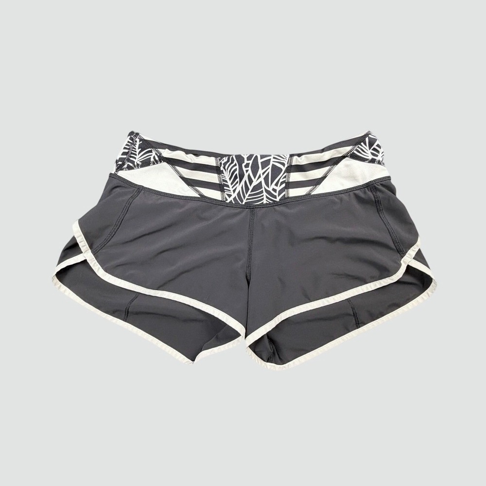 Lululemon Womens Black White Speed Up Running Gym Shorts 4-Way Stretch M